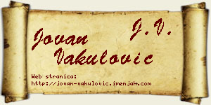 Jovan Vakulović vizit kartica